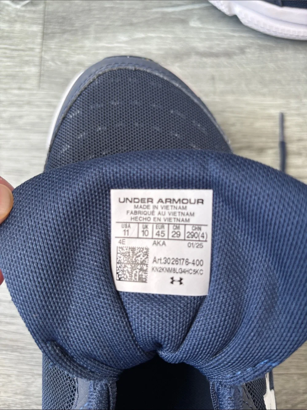Under Armour Mens Navy and White Running Sneakers